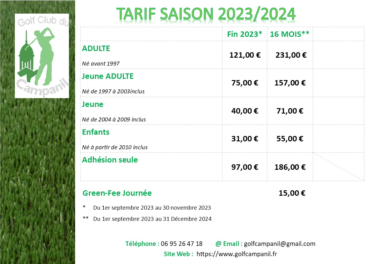 Tarif GCC 2023 - 2024